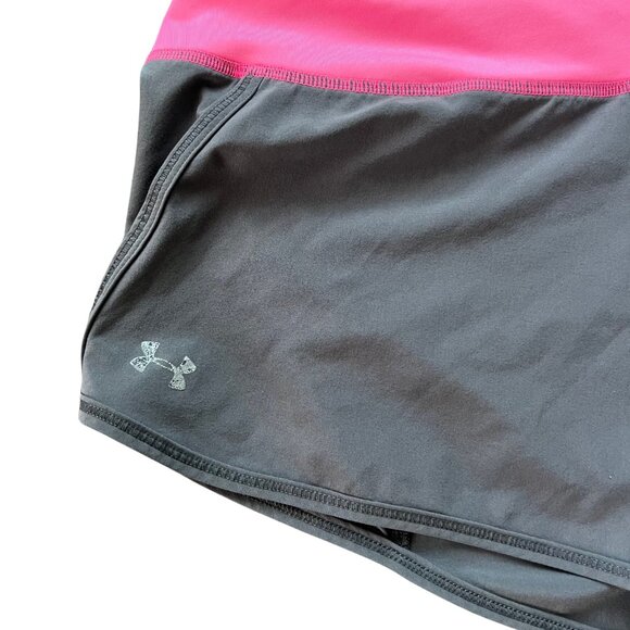 Under Armor Women’s Running Shorts Grey And Pink Heat Gear Size M - Picture 5 of 5